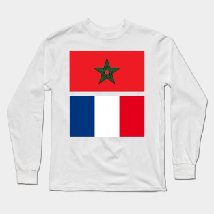 Kingdom of Morocco and France Flag Long Sleeve T-Shirt